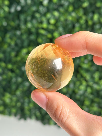 Rainbow Honey Calcite Sphere India – Crystal Healing Ball, Solar Plexus Chakra Stone, Yellow Gemstone Decor, Energy Focus Meditation Tool