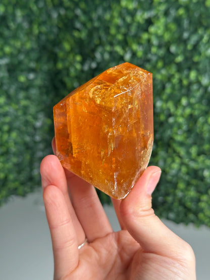 Honey Calcite Freeform | Natural Golden Calcite Crystal | Polished Mineral Display, Home Decor, Collector Specimen & Unique Gift