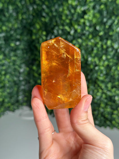 Honey Calcite Freeform | Natural Golden Calcite Crystal | Polished Mineral Display, Home Decor, Collector Specimen & Unique Gift