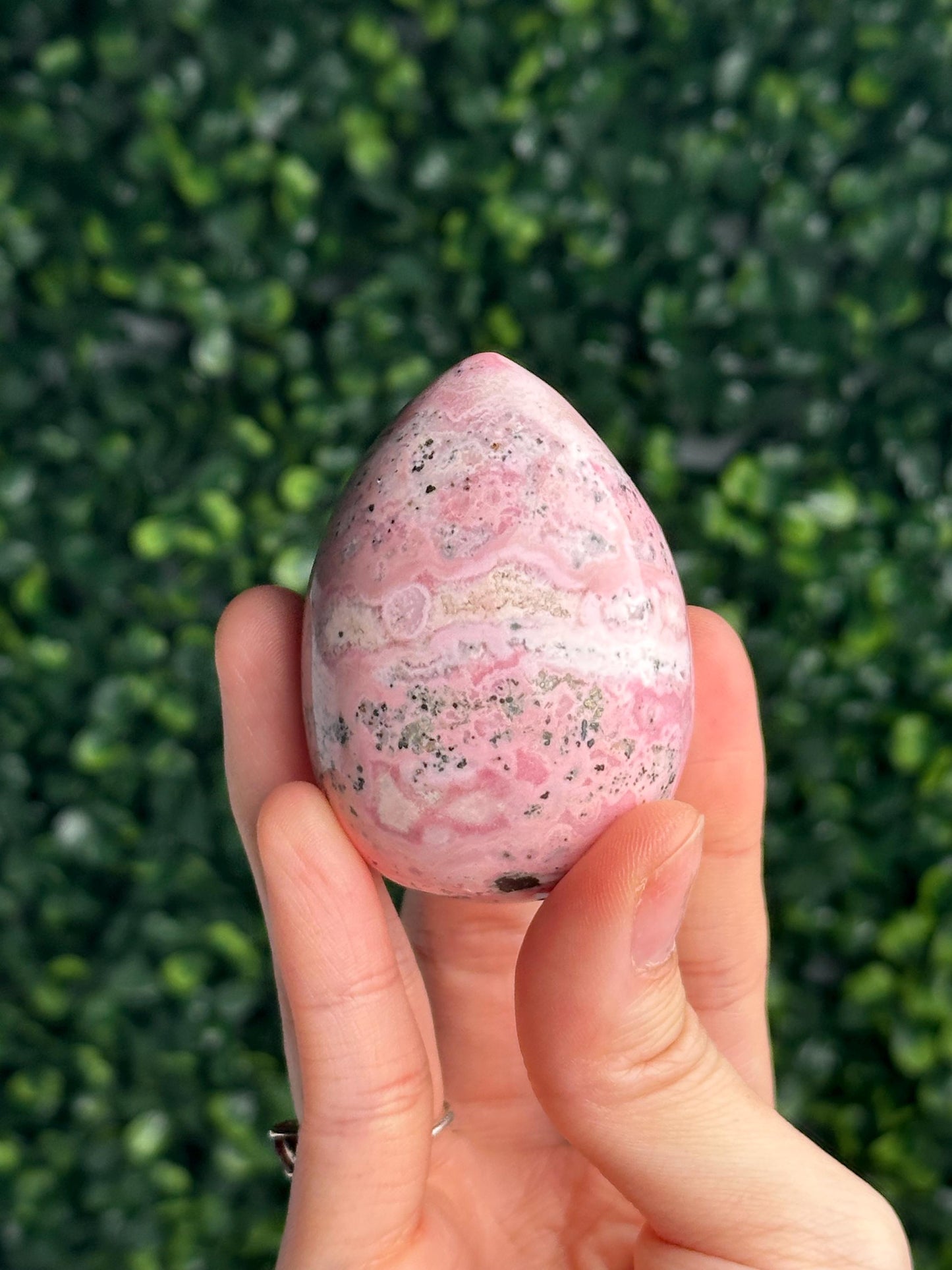 Peruvian Rhodochrosite Egg | Natural Pink Rhodochrosite Crystal | Polished Gemstone Egg for Home Decor, Collectors & Unique Gift