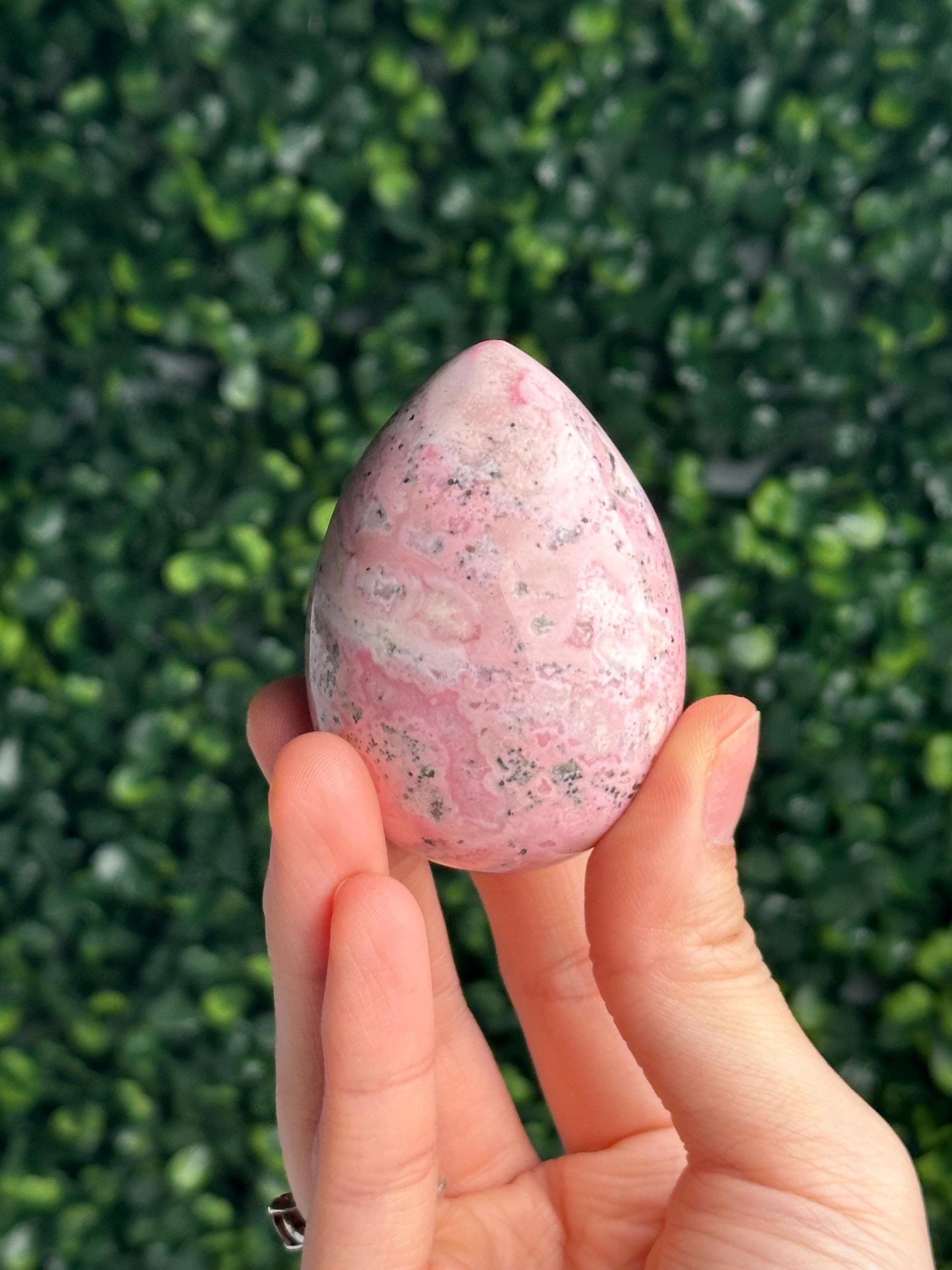 Peruvian Rhodochrosite Egg | Natural Pink Rhodochrosite Crystal | Polished Gemstone Egg for Home Decor, Collectors & Unique Gift