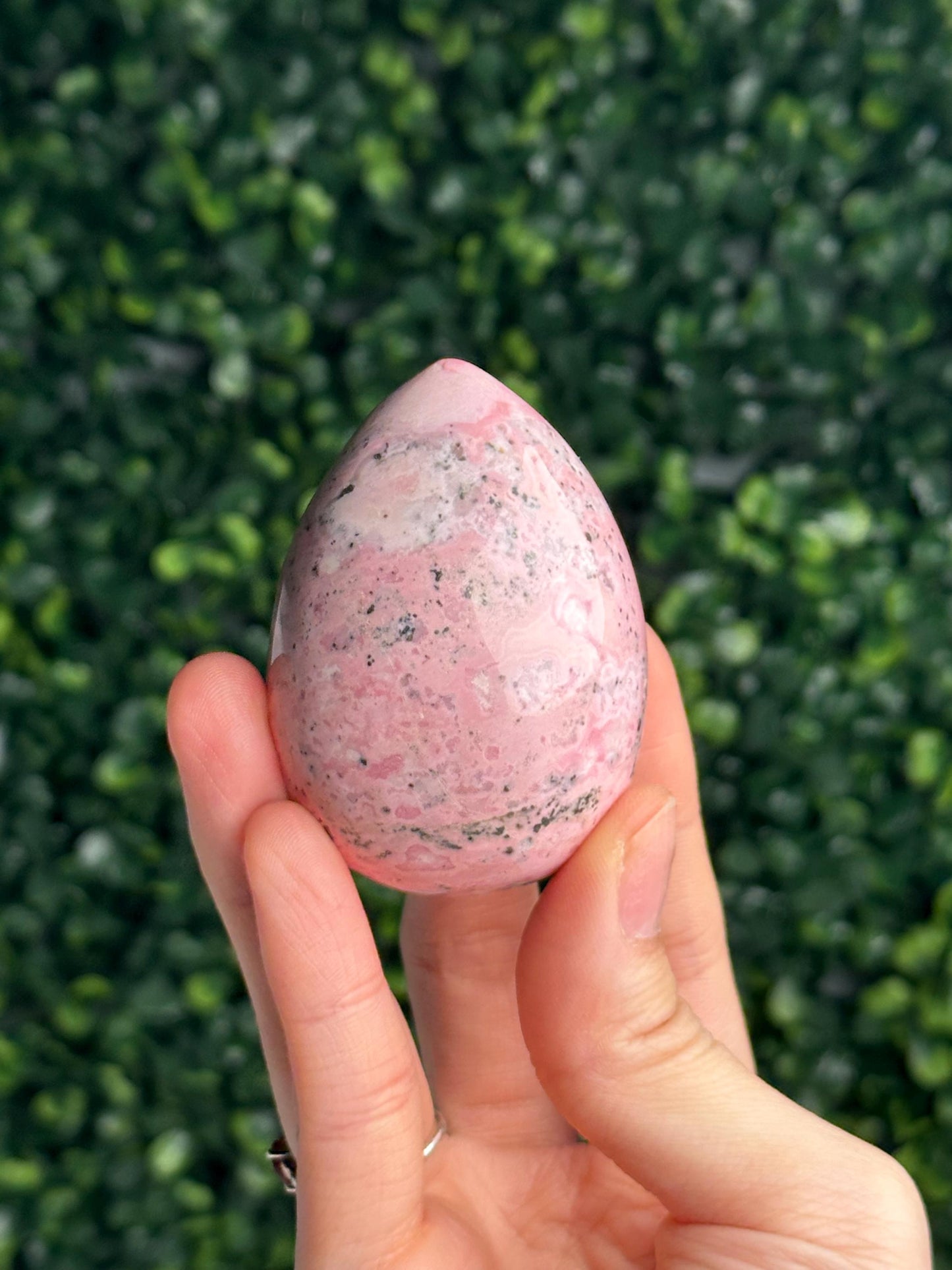 Peruvian Rhodochrosite Egg | Natural Pink Rhodochrosite Crystal | Polished Gemstone Egg for Home Decor, Collectors & Unique Gift