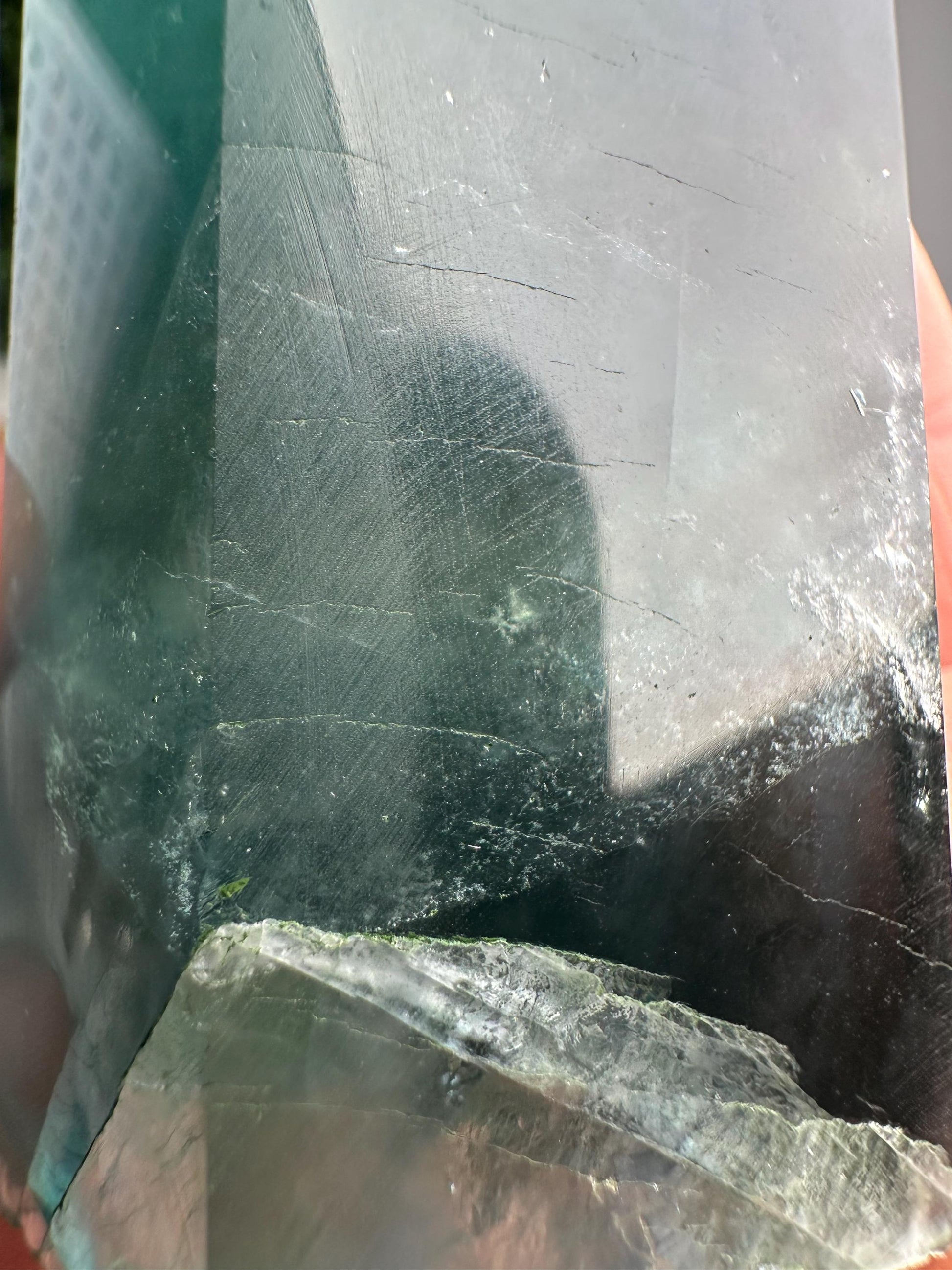 Teal Fluorite Tower | Natural Blue Green Fluorite Crystal Point | Polished Fluorite Mineral Display, Crystal Home Decor & Collector Gift