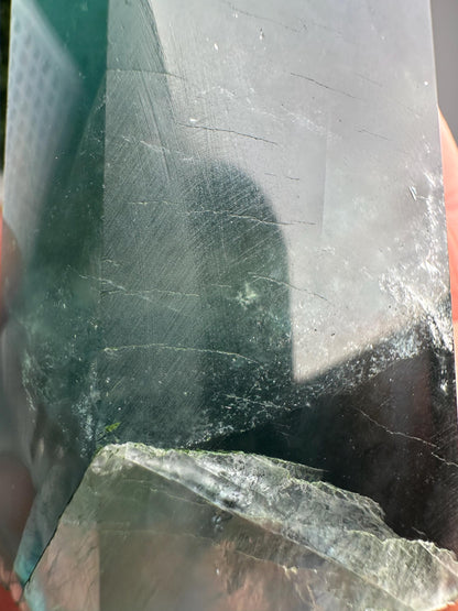 Teal Fluorite Tower | Natural Blue Green Fluorite Crystal Point | Polished Fluorite Mineral Display, Crystal Home Decor & Collector Gift