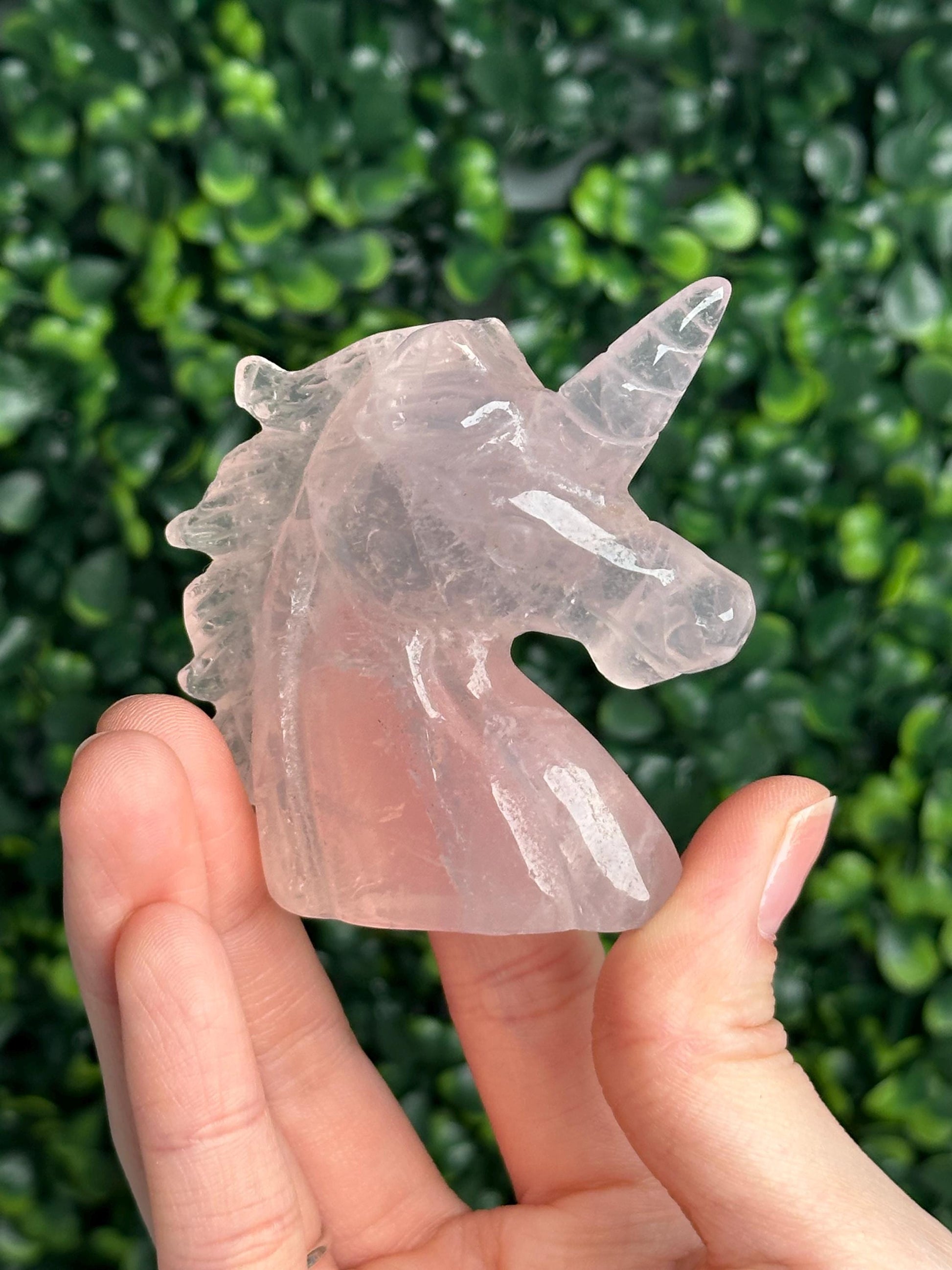 Rose Quartz Unicorn Carving | Natural Pink Quartz Crystal Figurine | Hand Carved Fantasy Animal, Crystal Decor, Collector Piece & Gift