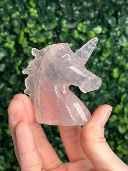 Rose Quartz Unicorn Carving | Natural Pink Quartz Crystal Figurine | Hand Carved Fantasy Animal, Crystal Decor, Collector Piece & Gift