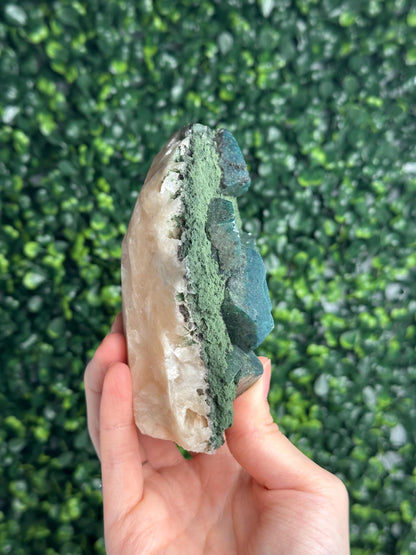 Celadonite Included Apophyllite on Stilbite with Chlorite | Natural Green Crystal Cluster | Mineral Specimen, Collector Display & Decor