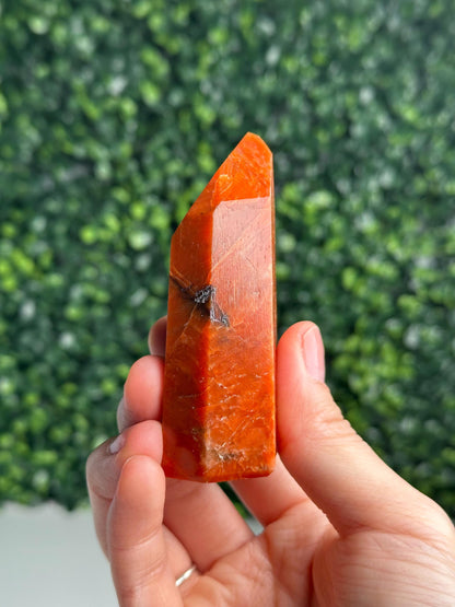 Orange Calcite Blue Apatite Tower from Brazil | Natural Colorful Crystal Point | Bright Mineral Decor, Collector Specimen & Gift