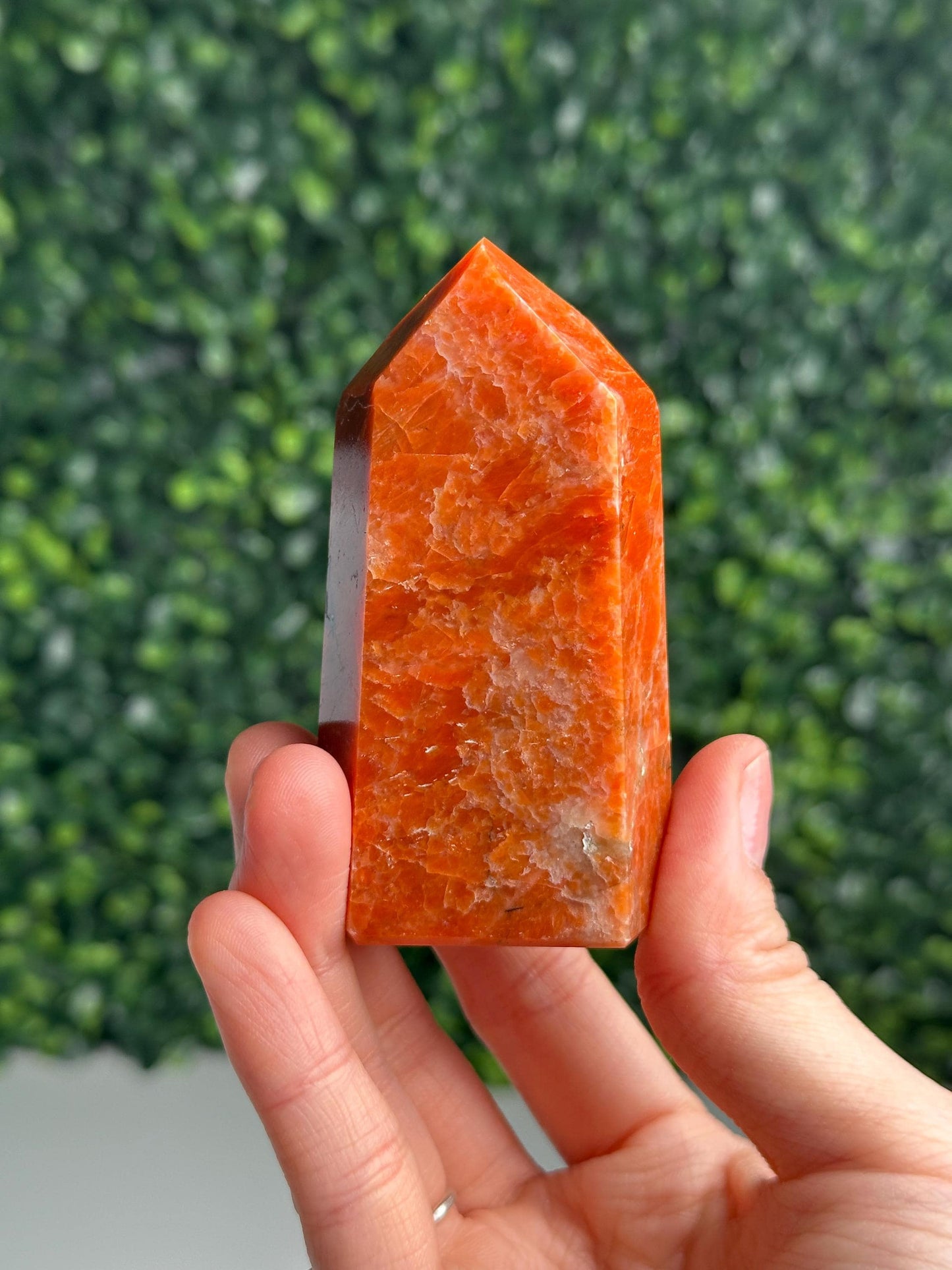 Orange Calcite Blue Apatite Tower from Brazil | Natural Colorful Crystal Point | Bright Mineral Decor, Collector Specimen & Gift