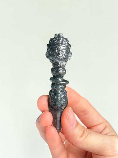 Wuji Jade Phurba | Natural Jadeite Ritual Dagger Carving | Tibetan Buddhist Ceremonial Crystal Decor, Collector Piece & Spiritual Gift
