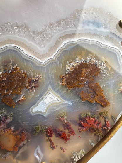 Scenic Moss Agate Heart on Stand | Natural Crystal Display | Polished Gemstone with Landscape Patterns | Unique Home Decor Piece