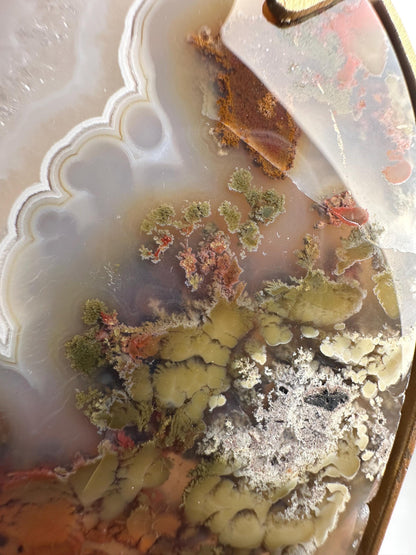 Scenic Moss Agate Heart on Stand | Natural Crystal Display | Polished Gemstone with Landscape Patterns | Unique Home Decor Piece