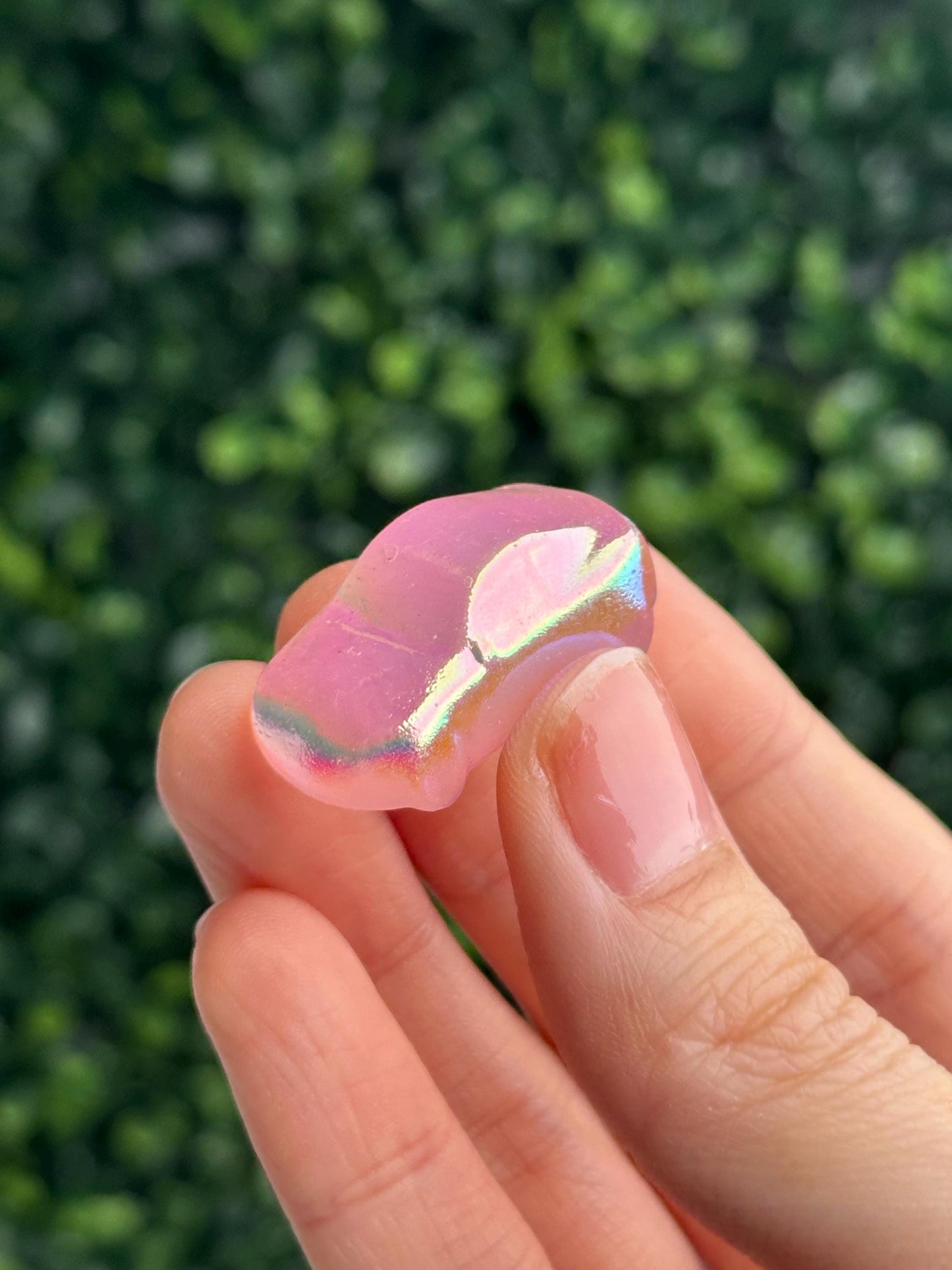 Pink Aura Quartz Mini Car Carving | Iridescent Coated Quartz Crystal Vehicle | Cute Mini Crystal Carving, Collector Display & Unique Gift
