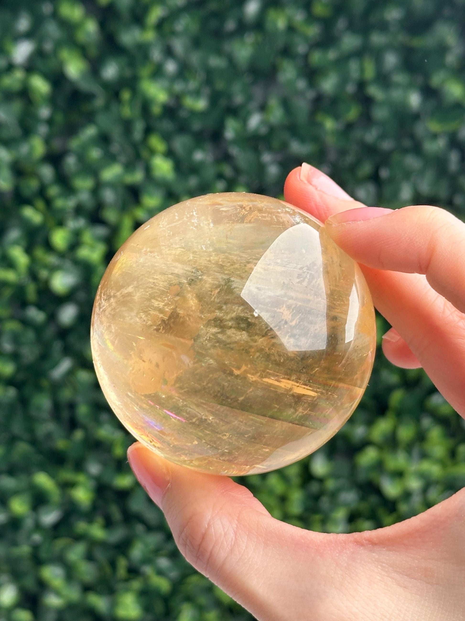 Honey Calcite Sphere | Natural Golden Yellow Calcite Crystal Ball | Polished Mineral Display Home Decor, Collector Piece Unique Crystal Gift