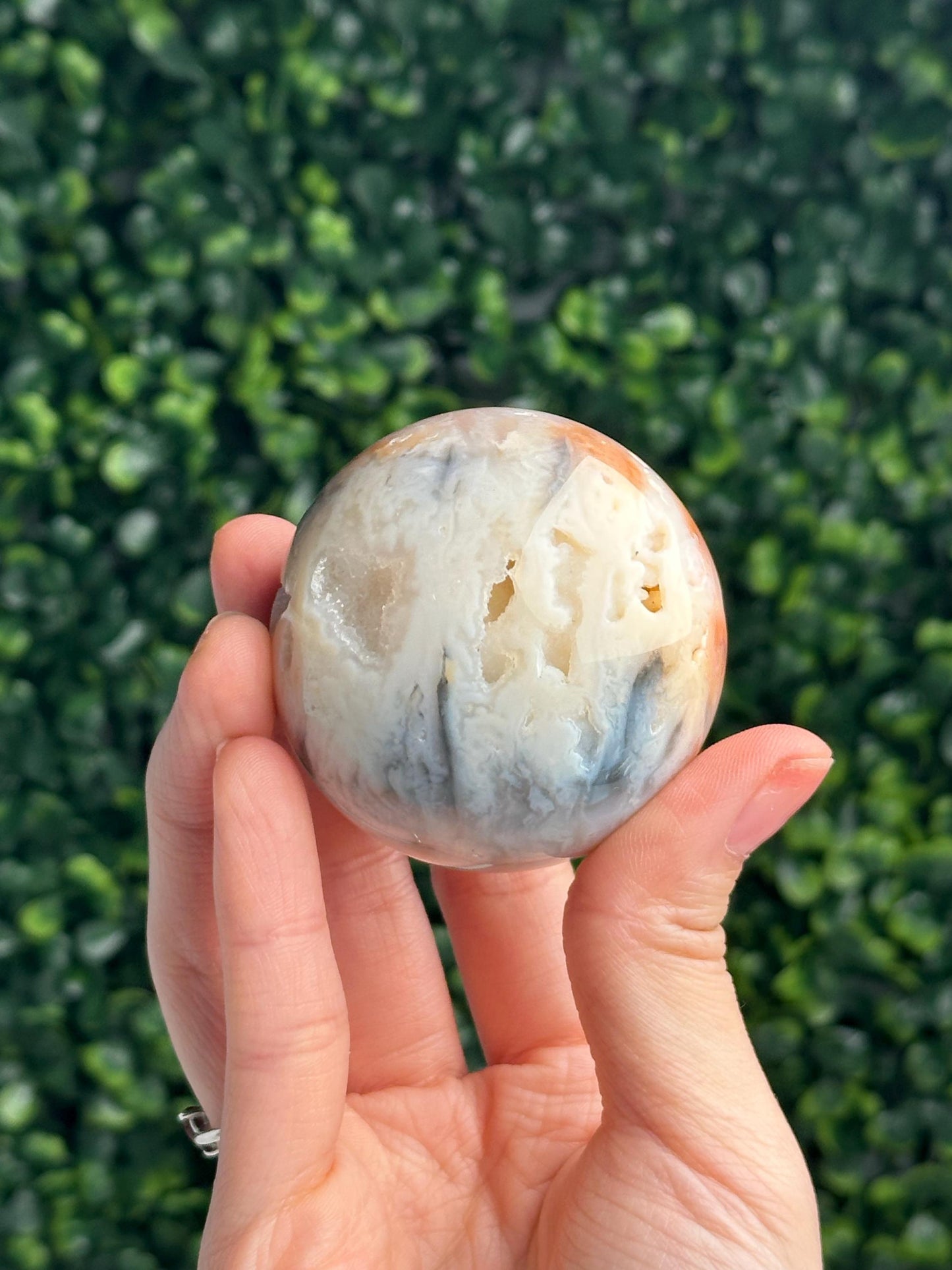 Pink Rainbow Plume Agate Sphere from Indonesia | Natural Plume Agate Crystal Ball | Colorful Mineral Display, Home Decor & Collector Gift