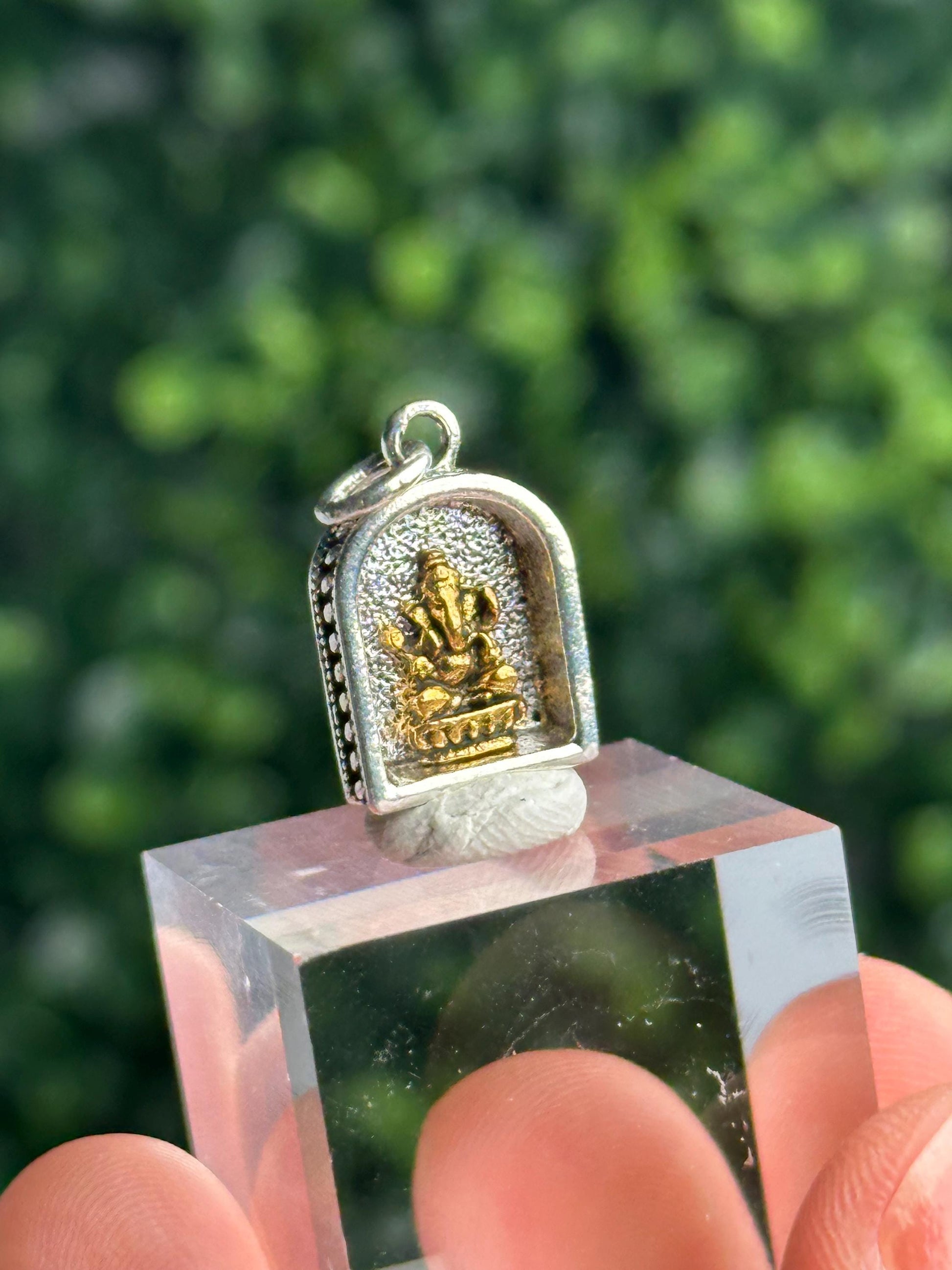 Mini Silver Ganesha Pendant | Hindu Elephant God Charm | Ganesh Spiritual Jewelry | Small Meditation Amulet | Protection Good Luck Gift