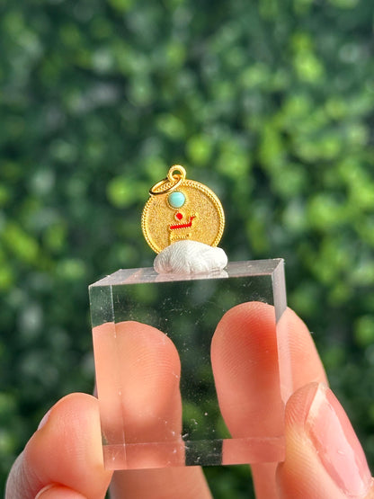 Mini Yellow Dzambhala Pendant Charm | Tibetan Buddhist Wealth Deity Charm | Jambhala Prosperity Amulet | Spiritual Jewelry Good Fortune Gift