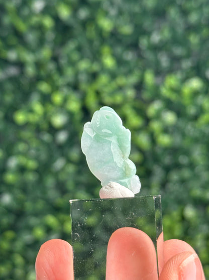 Mini Apple Green Jade Money Frog Charm | Predrilled Frog Carving | Three Legged Toad Pendant | Feng Shui Wealth Prosperity Good Luck Jewelry