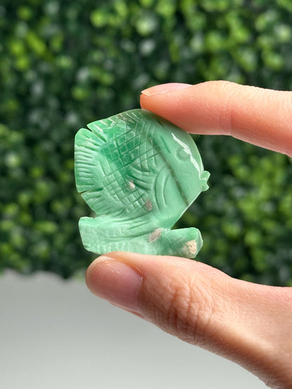 Utah Variscite Fish Carving | Natural Green Crystal Animal | Hand Carved Stone Fish Figurine | Mineral Specimen Collector Gift Decor