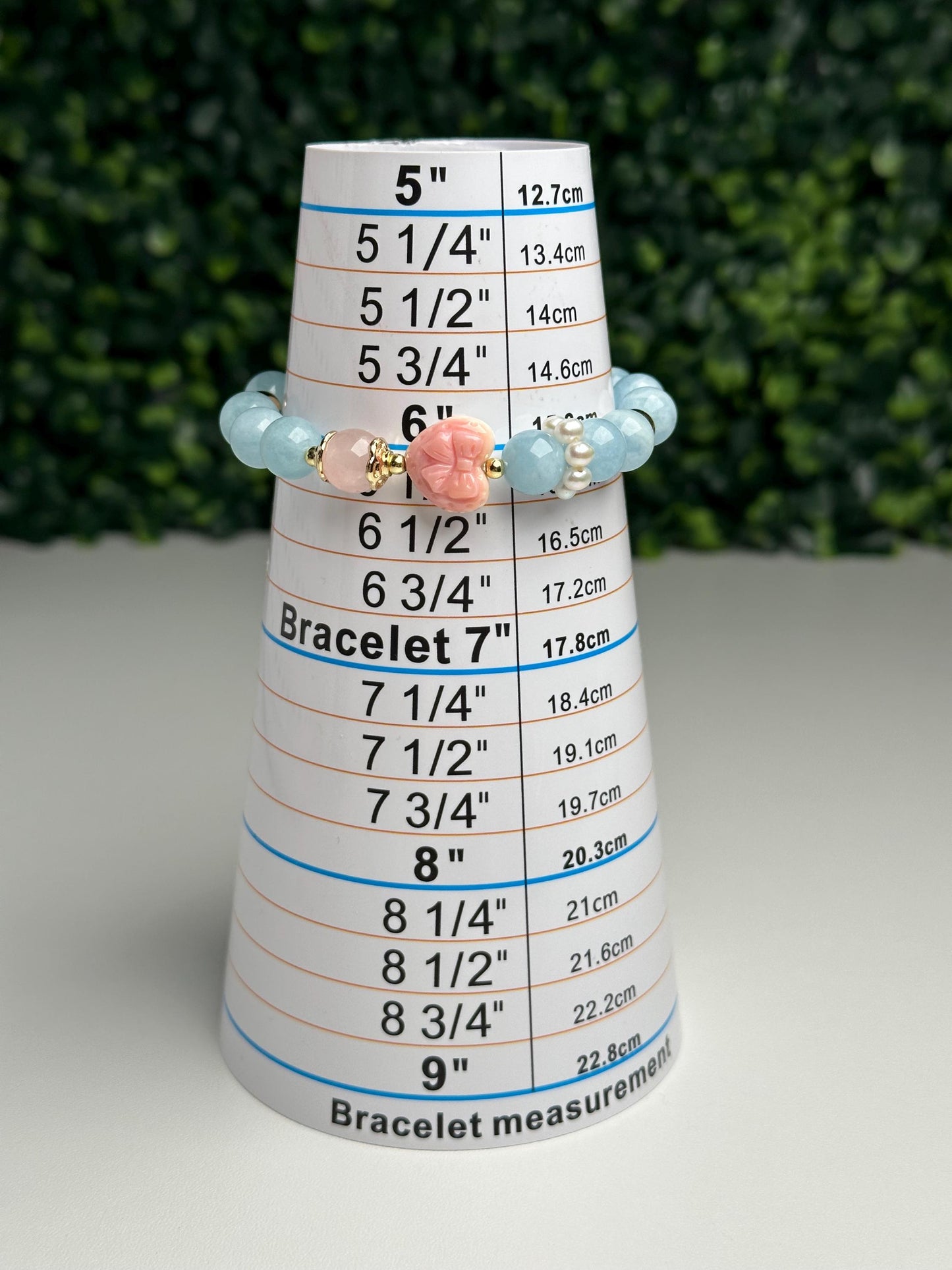 Pink Conch Shell Focal Bead Bracelet with Rose Quartz, Aquamarine & Freshwater Pearls | 18K Gold Plated Spacers | Gemstone Jewelry