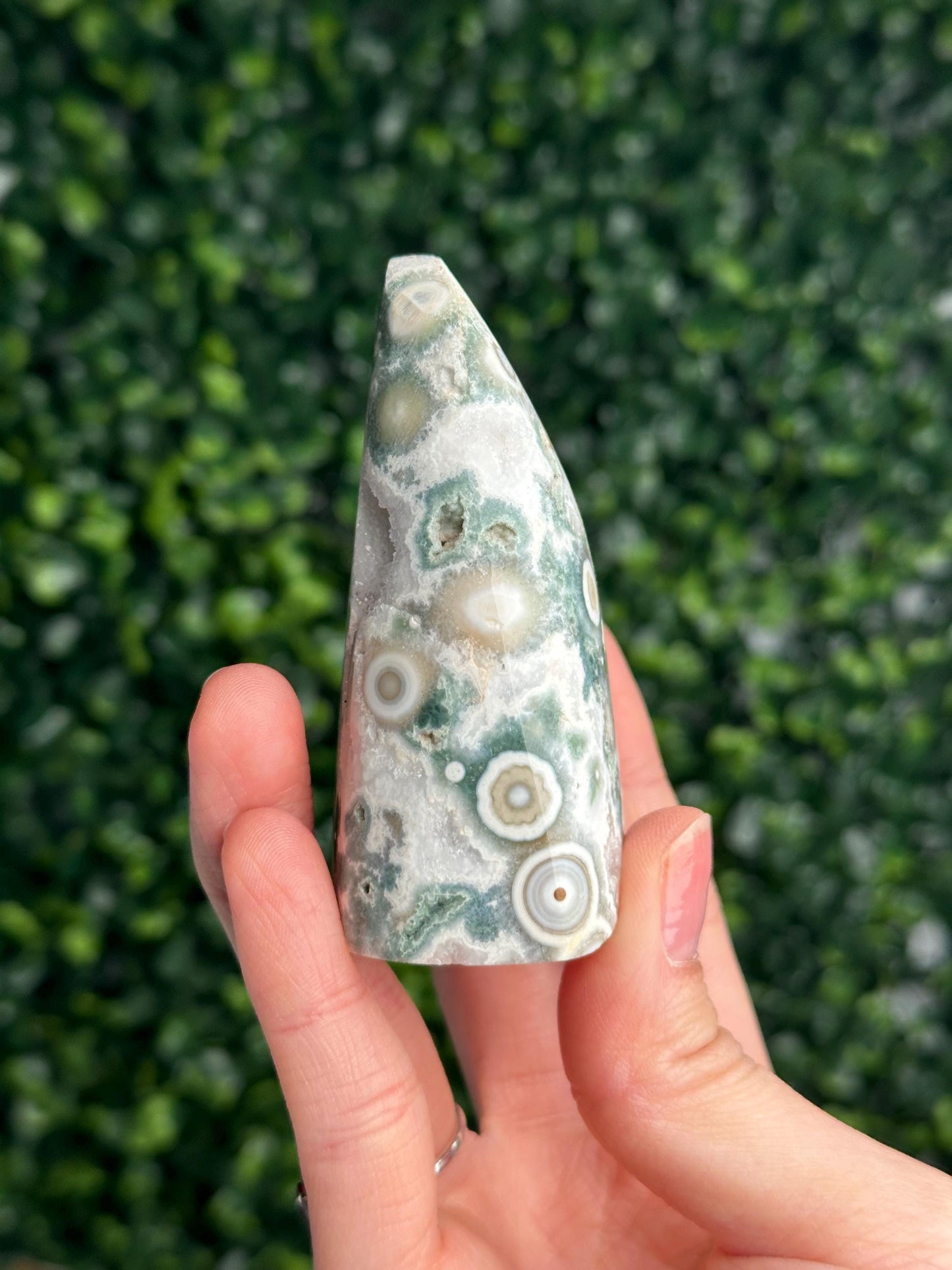 Ocean Jasper Freeform | Natural 2nd Vein Druzy Orbicular Jasper Crystal | Polished Madagascar Gemstone Display, Home Decor & Collector Gift