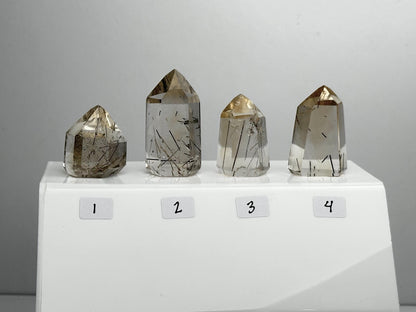 RARE Citrine & Clear Quartz with Rutile – You Pick | Polished Towers | Needle Inclusion Quartz Points | Natural Yellow and Clear Specimens