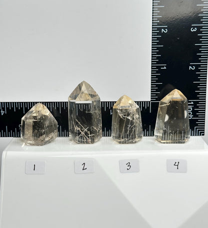RARE Citrine & Clear Quartz with Rutile – You Pick | Polished Towers | Needle Inclusion Quartz Points | Natural Yellow and Clear Specimens