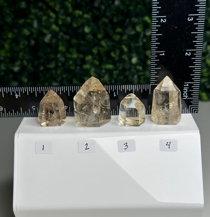 RARE Citrine & Clear Quartz with Rutile – You Pick | Polished Towers | Needle Inclusion Quartz Points | Natural Yellow and Clear Specimens