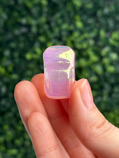 Pink Aura Quartz Mini Car Carving | Iridescent Coated Quartz Crystal Vehicle | Cute Mini Crystal Carving, Collector Display & Unique Gift