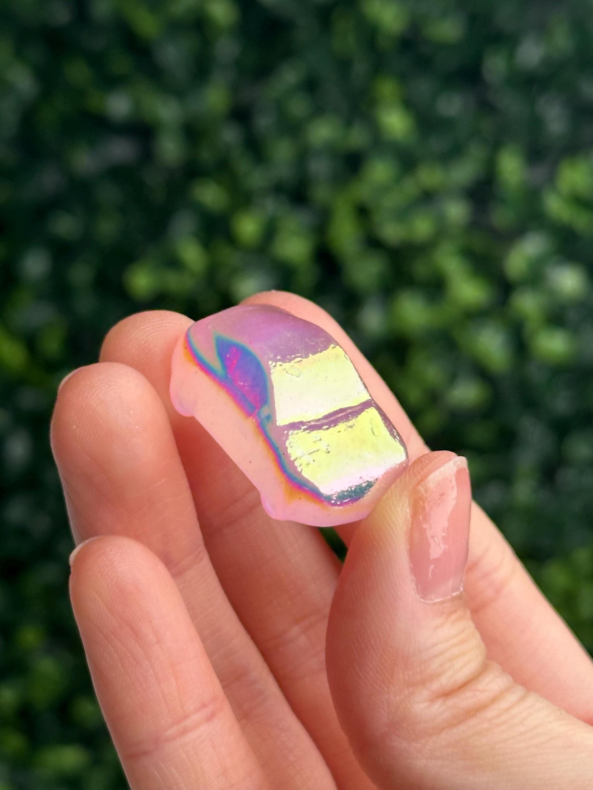Pink Aura Quartz Mini Car Carving | Iridescent Coated Quartz Crystal Vehicle | Cute Mini Crystal Carving, Collector Display & Unique Gift