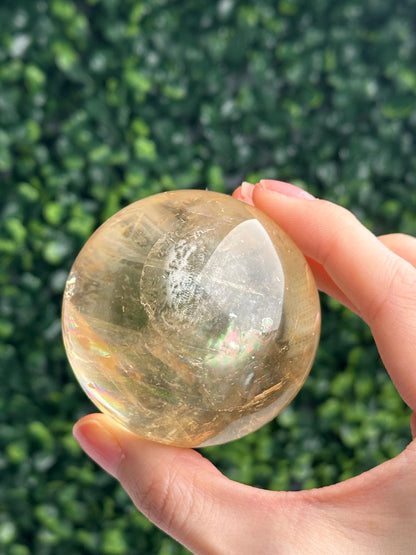 Honey Calcite Sphere | Natural Golden Yellow Calcite Crystal Ball | Polished Mineral Display Home Decor, Collector Piece Unique Crystal Gift