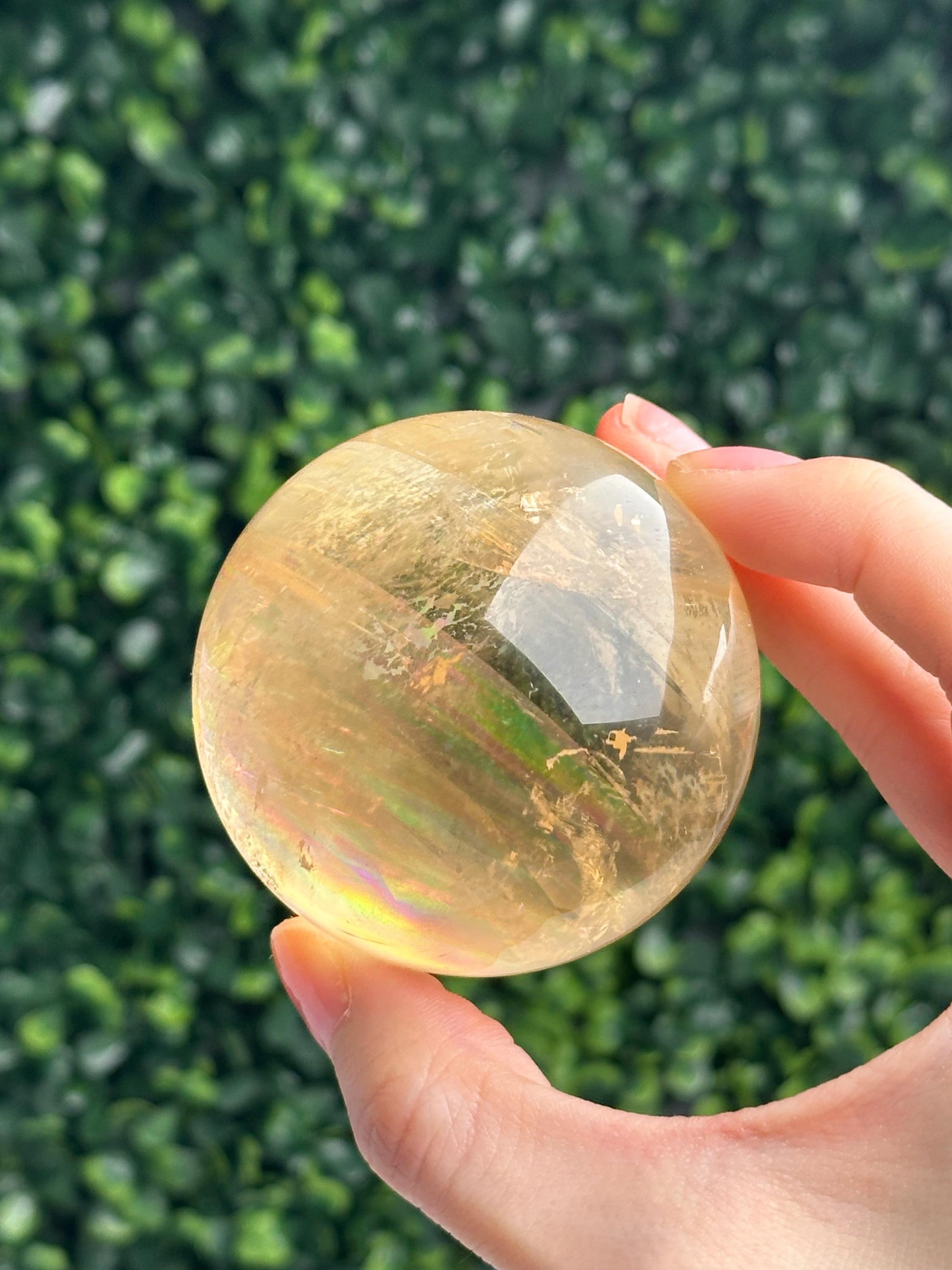 Honey Calcite Sphere | Natural Golden Yellow Calcite Crystal Ball | Polished Mineral Display Home Decor, Collector Piece Unique Crystal Gift