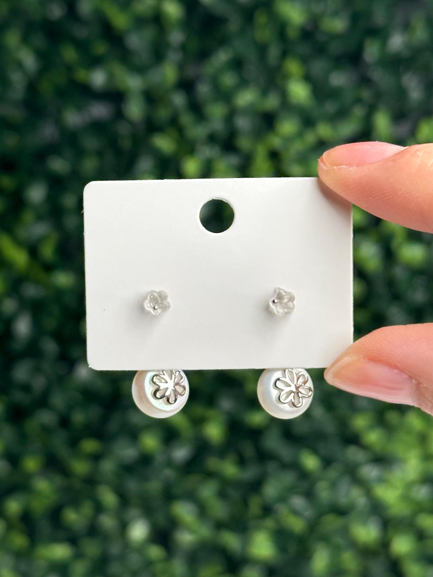 Blue Orchid Pearl Earrings | S925 Sterling Silver Freshwater Pearl Stud Earrings | Elegant Floral Jewelry, Handmade Gift & Everyday Wear
