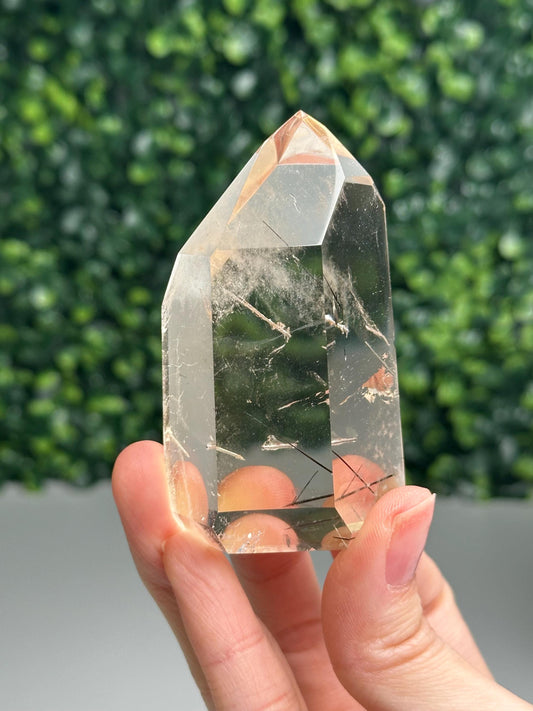 Quartz with Rutile Inclusions Faint Citrine | Natural Rutilated Crystal | Subtle Golden Yellow Quartz Mineral Specimen Collector Stone