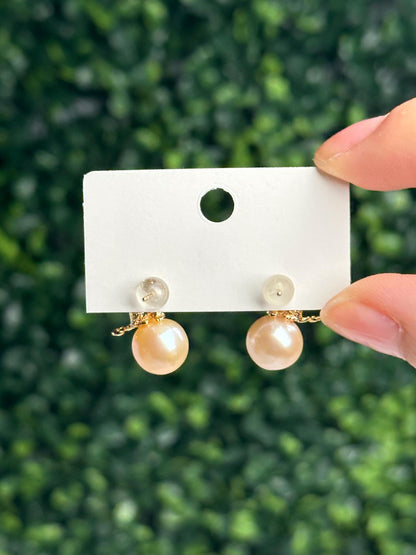 Sitting Cat Pearl Stud Earrings | Gold Plated Cat Earrings with Freshwater Pearls | Cute Animal Jewelry Gift for Cat Lovers & Everyday Wear