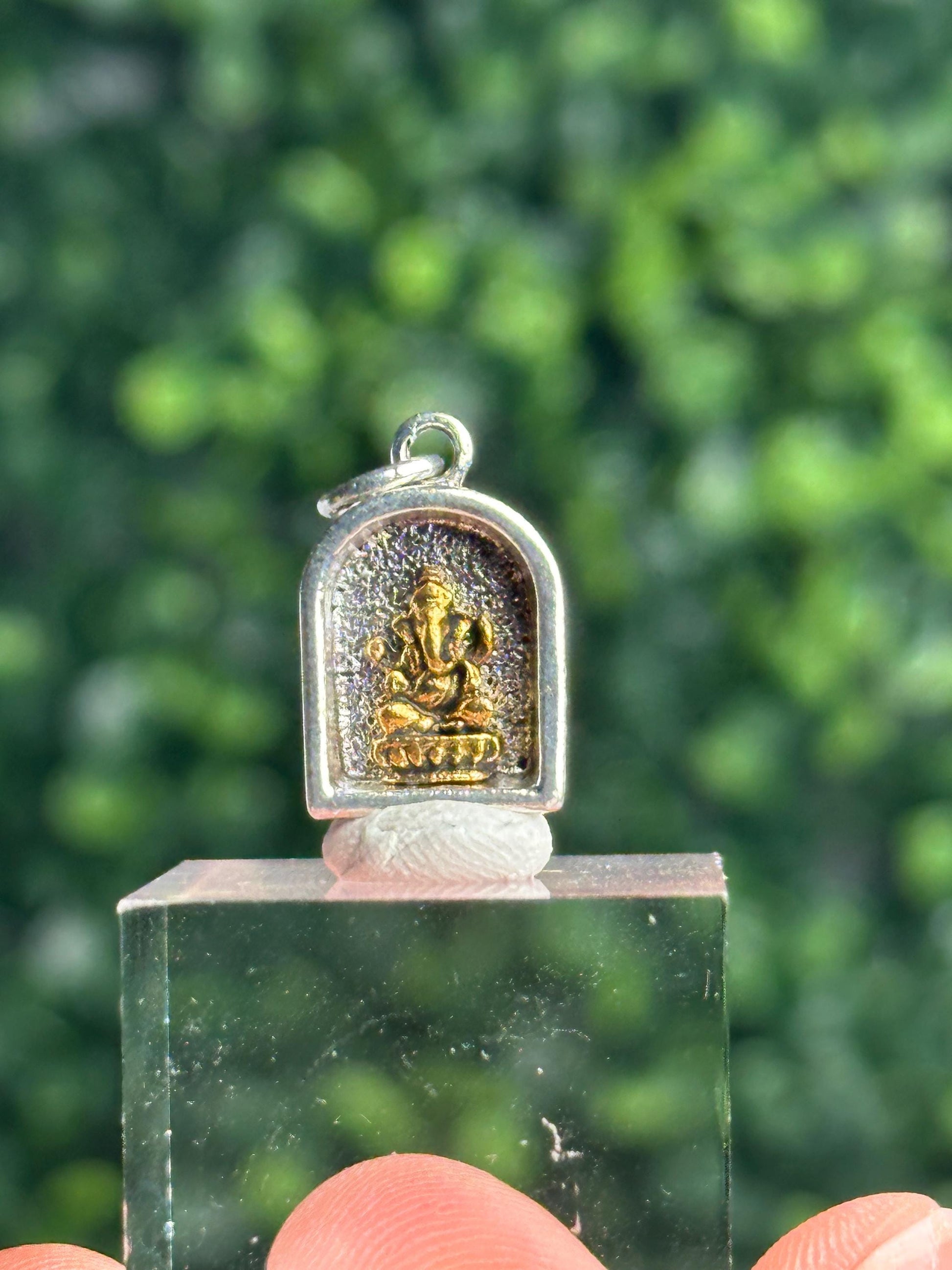Mini Silver Ganesha Pendant | Hindu Elephant God Charm | Ganesh Spiritual Jewelry | Small Meditation Amulet | Protection Good Luck Gift