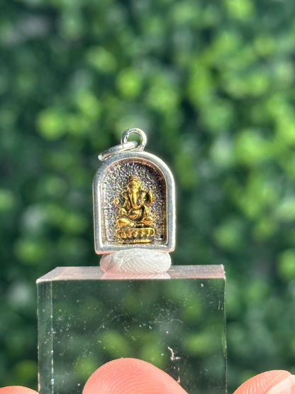 Mini Silver Ganesha Pendant | Hindu Elephant God Charm | Ganesh Spiritual Jewelry | Small Meditation Amulet | Protection Good Luck Gift