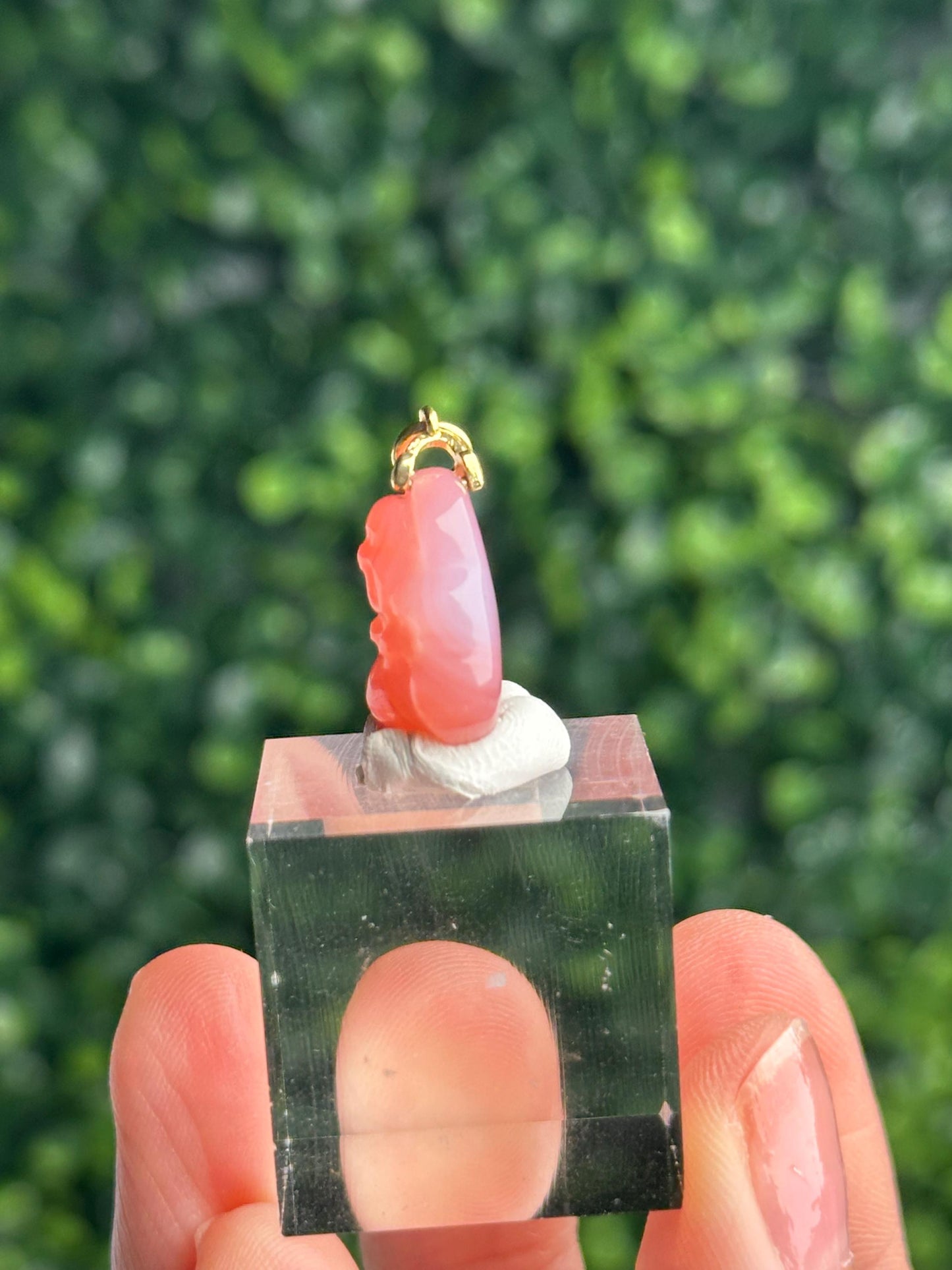 Mini Pink Agate Buddha Pendant Charm | Natural Pink Agate Crystal Carving | Small Buddhist Jewelry Charm, Necklace Pendant & Spiritual Gift