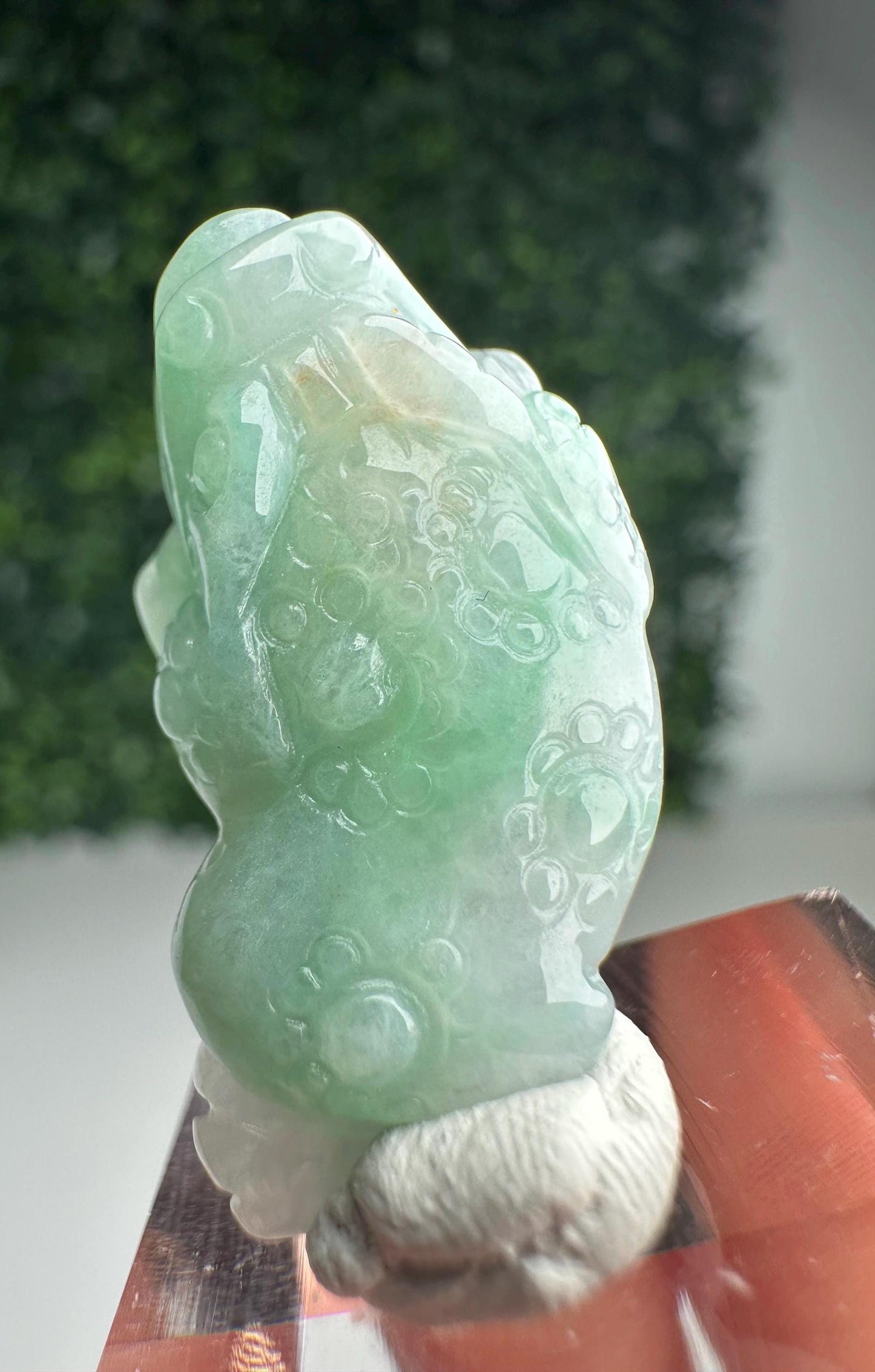 Mini Apple Green Jade Money Frog Charm | Predrilled Frog Carving | Three Legged Toad Pendant | Feng Shui Wealth Prosperity Good Luck Jewelry