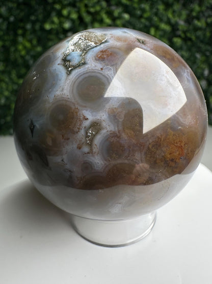 Ocean Jasper Sphere | Natural Orbicular Crystal Ball | Polished Multicolor Stone Sphere | Unique Mineral Specimen Home Decor Collector Gift