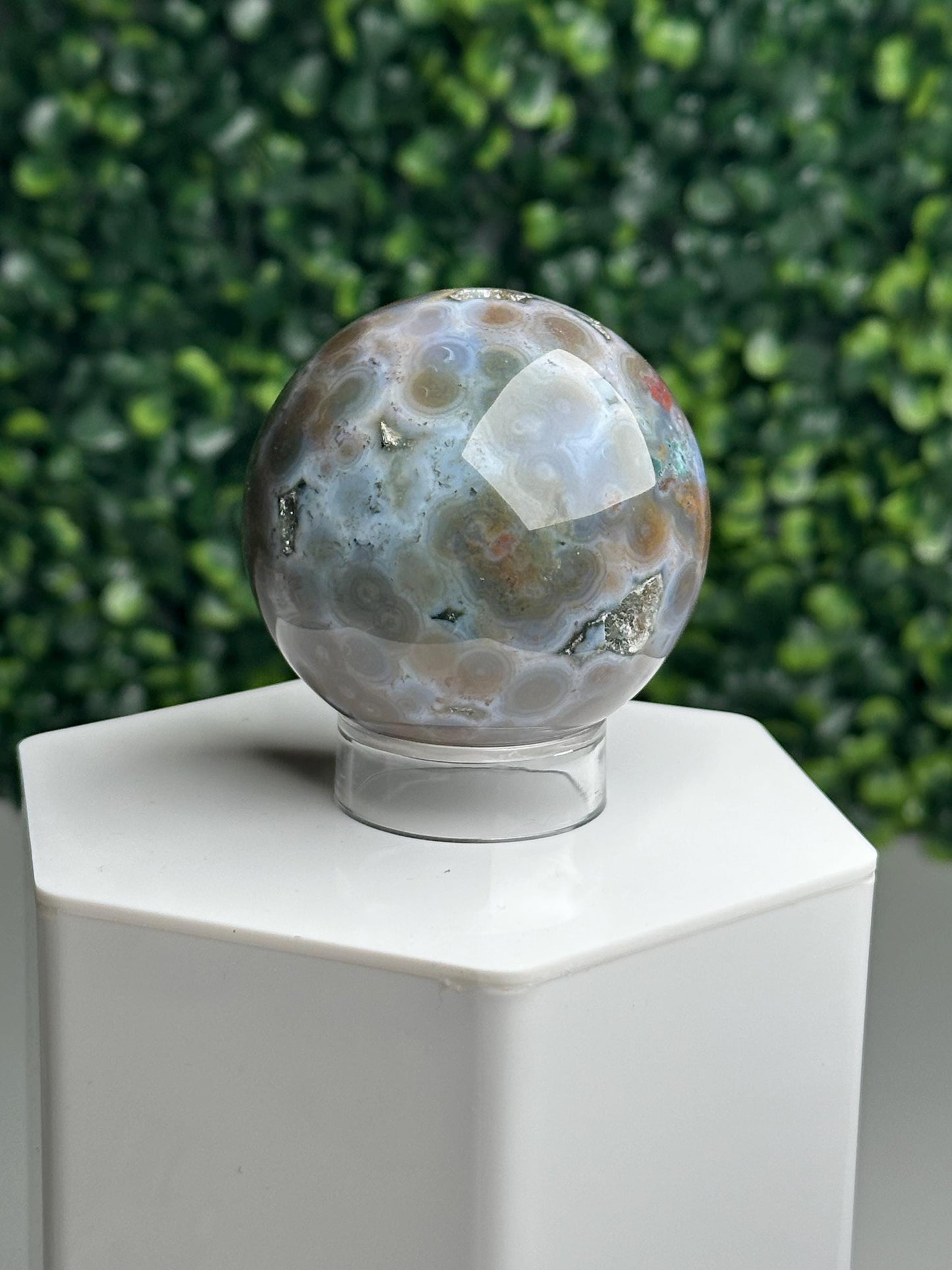 Ocean Jasper Sphere | Natural Orbicular Crystal Ball | Polished Multicolor Stone Sphere | Unique Mineral Specimen Home Decor Collector Gift