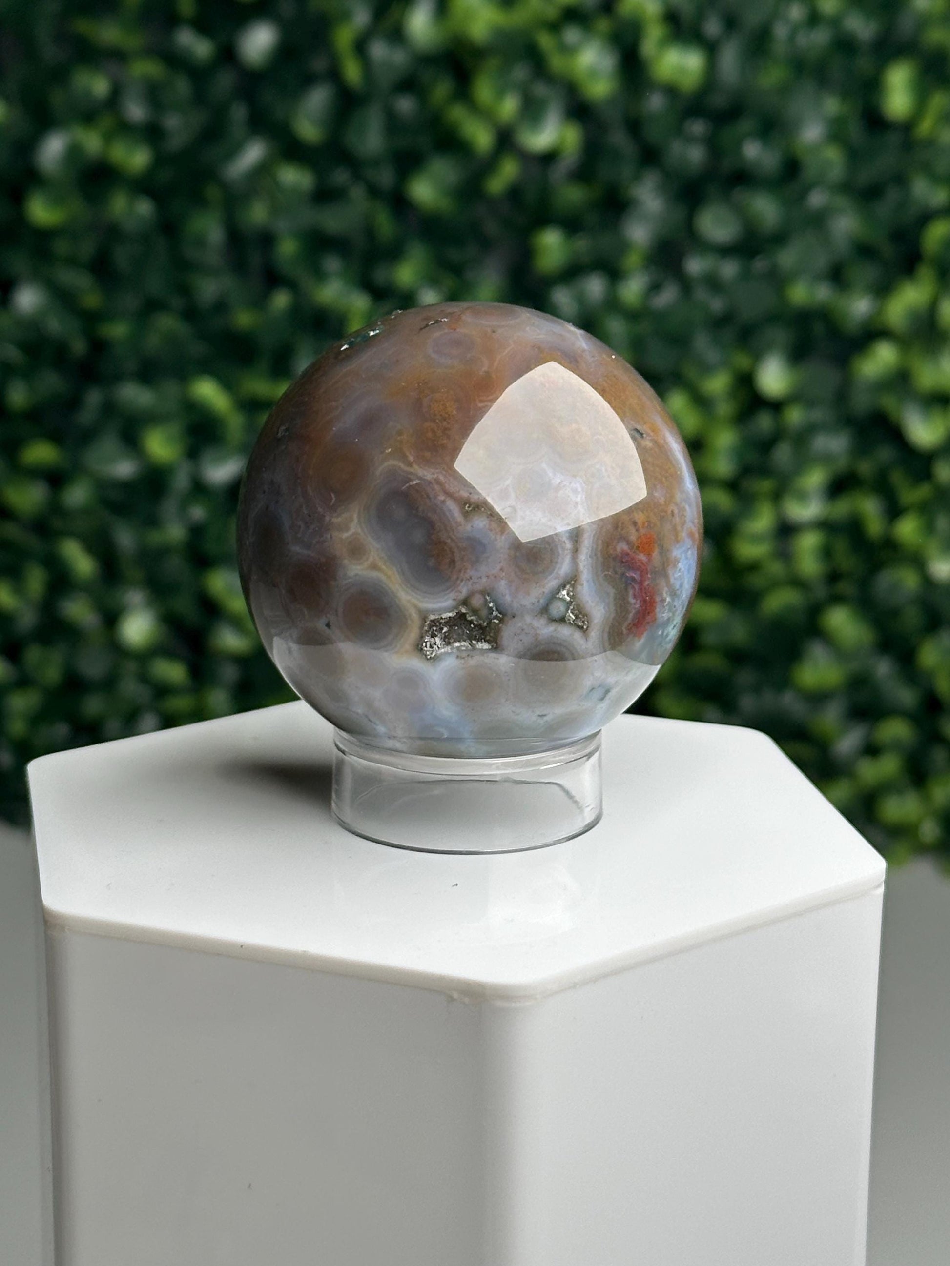 Ocean Jasper Sphere | Natural Orbicular Crystal Ball | Polished Multicolor Stone Sphere | Unique Mineral Specimen Home Decor Collector Gift