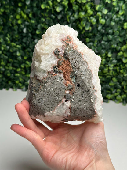 Pink & Green Specimen | Stilbite with Microcrystalline Sparkle | Cut Base Crystal for Soft Energy, Serenity and Display | Natural Mineral