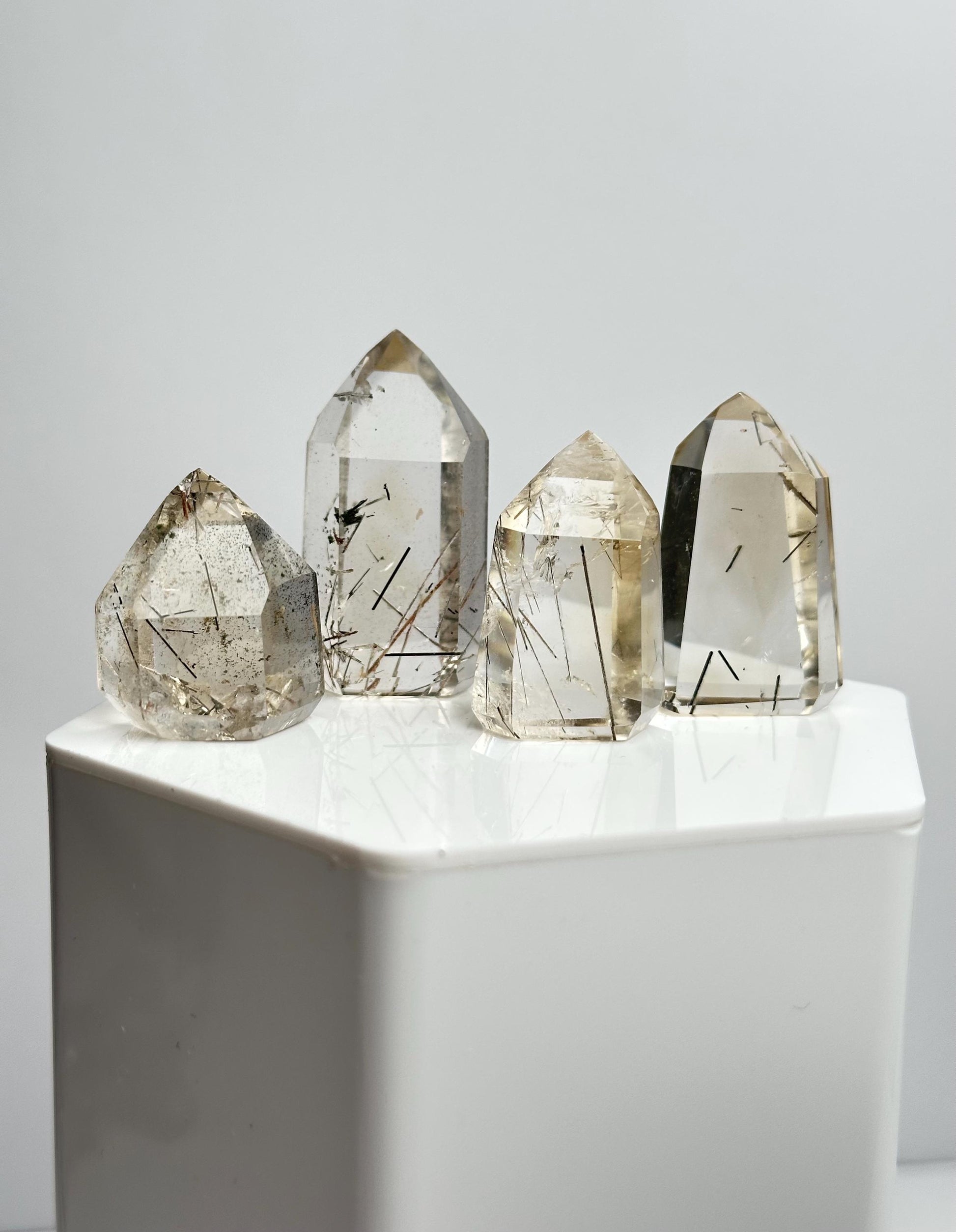RARE Citrine & Clear Quartz with Rutile – You Pick | Polished Towers | Needle Inclusion Quartz Points | Natural Yellow and Clear Specimens