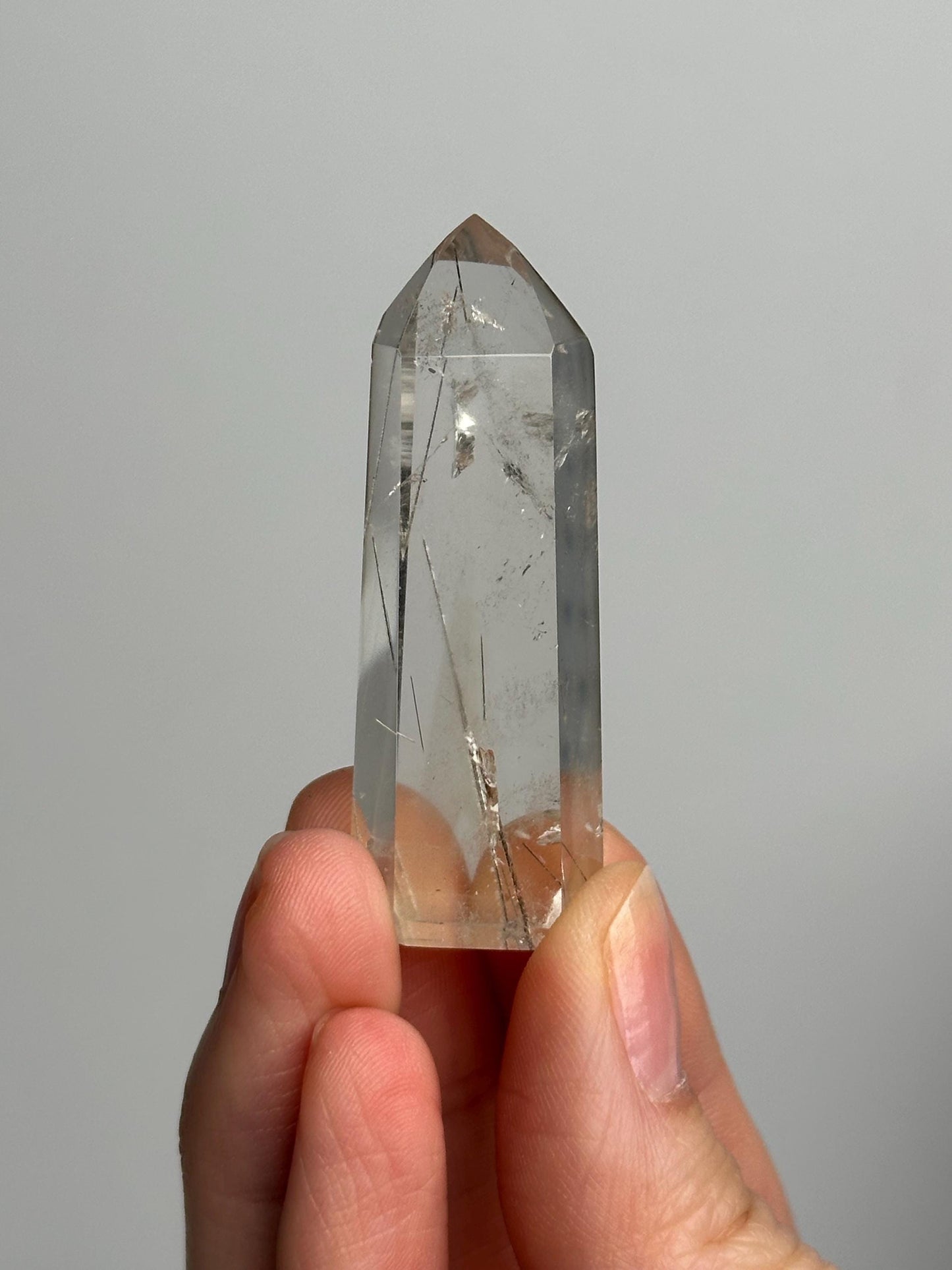 Clear Quartz with Black Rutile Set of 3 | Black Rutilated Crystals | Natural Needle Inclusion Stones | Mineral Specimen Collector Gift