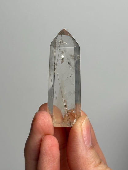 Clear Quartz with Black Rutile Set of 3 | Black Rutilated Crystals | Natural Needle Inclusion Stones | Mineral Specimen Collector Gift