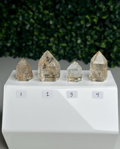 RARE Citrine & Clear Quartz with Rutile – You Pick | Polished Towers | Needle Inclusion Quartz Points | Natural Yellow and Clear Specimens