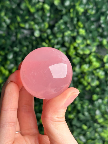 Rose Quartz Sphere – Polished Pink Crystal Orb of Love, Gentle Heart Chakra Stone, Decor, Meditation, or Gift Display