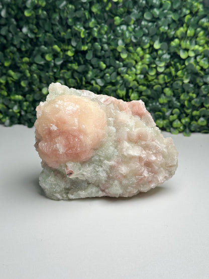 Pink & Green Specimen | Stilbite with Microcrystalline Sparkle | Cut Base Crystal for Soft Energy, Serenity and Display | Natural Mineral