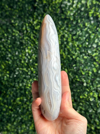 Banded Agate Freeform | Natural Layered Agate Crystal | Striped Pattern Mineral Specimen | Polished Stone Display | Crystal Collector Gift
